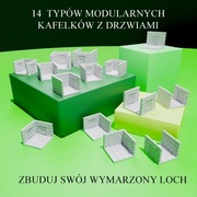 Dungeon tiles RPG – modularne kafelki do lochu z drzwiami – DnD diorama 3D
