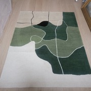 Dywan wełniany zielono-bezowy z Indii