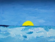 Obraz olejny ! Hit! Zachód słońca nad morzem :) Mega!