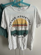 Piżama Dziecięca krótki rękaw ZARA biała/miętowa bawełna 11-12 lat 152 cm