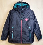 Kurtka narciarska WEDZE dla dziecka granatowa różowo-turkusowa ocieplana