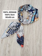 Elegancka chusta jedwabna 90x90 cm 100% JEDWAB 