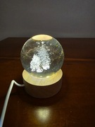 Szklana świąteczna lampka kula 3D choinka USB