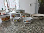 Zestaw misek miseczek metalowe emaliowane prl