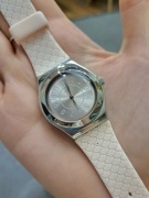 Zegarek swatch irony medium srebrny pudrowy róż coco ho