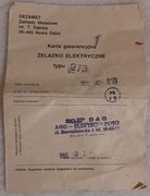 Żelazko elektryczne DEZAMET typ 273