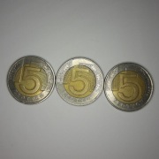 5 złotych obiegowe (3x) z roku 1994