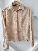 Beżowa koszula z haftem kwiatowym boho vintage