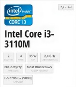 Procesor Intel Core i3-3110M | 2.40 GHz | Socket G2 (SR0N1) | Sprawny