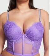 Victoria's Secret Push-Up Gorset Koronkowy Cyrkonie Biustonosz 70C - 32C 
