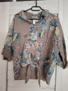 Koszula bawełniana z krótkim rękawem i 3/4 w kwiaty pastelowe M-L