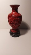 Vintage chiński wazon z czarnej i czerwonej laki 