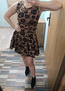 sukienka BRĄZOWA kwiaty NOWA_ M/L