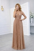 Sukienka GODIVA zdobiona cekinami maxi na wesele poprawiny świadkowa 40 L