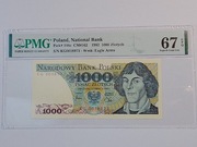 1000 Zł 1982 SERIA KG 0018973 PMG 67