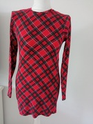 H&M sukienka w kratę z długim rękawem bawełna r 158-164