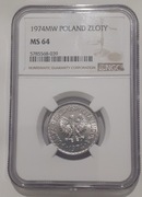 1 zł. 1974 - grading NGC MS64