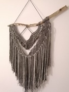 Makrama ścienna boho szara 