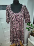 bawełniana sukienka boho KappAhl L brązowa kwiaty zwiewna