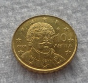 Grecja Republika 10 lept euro centów 2020 KM# 211 Pisarz Rigas Feraios