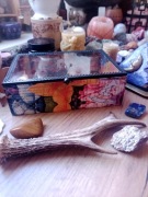 Skrzynka drewno decoupage kwiaty 