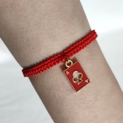 B493 Bransoletka Karta do gry AS makrama pleciona Handmade Rękodzieło