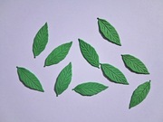 Scrapki liść tłoczony 10 szt. 34x12 mm zielony gramatura 160 g/m2