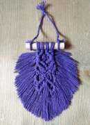 Makrama fioletowy liść etno boho rustic