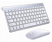 Klawiatura bezprzewodowa + mysz optyczna biała kompaktowa 