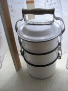 Menażka na obiad PRL biała - pierwszy właściciel