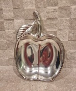 Srebrna patera posrebrzana ala plater jabłko z liściem 13 x 18 cm PRL