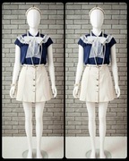 Beżowa spódnica mini A-linia z guzikami | Styl Retro / Coquette