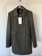 Zara dwurzędowy płaszcz z wełną S