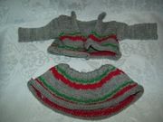 UBRANKO DLA LALKI - SPÓDNICZKA I SWETEREK W PASKI - Z PRL-u