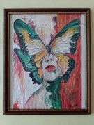 Abstrakcyjny portret kobiety pt. "Metamorfoza motyla " format A4
