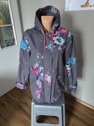 Joules kurtka damska L parka płaszcz przeciwdeszczowa szara kwiaty polar