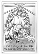 Obrazek Srebrny Anioł Stróż Dla Dziecka Urodziny Chrzest Rocznica BELTRAMI