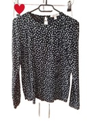 Bluzka Esprit S 36 czarna biała długi rękaw wiskoza wzór