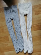 Zestaw 2 par ciepłych rajstop Cool Club białe szare gwiazdki 116 122