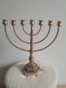 Duża mosiężna menora świecznik żydowski kandelabr siedmioramienny 