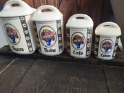 Stare pojemniki kuchenne kwiaty sygnowane 