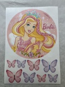 Opłatek na tort Barbie z motylkami