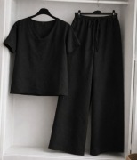 komplet bluzka ze spodniami rozmiar 44 czarny