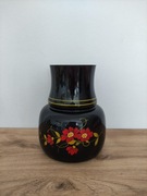 Wazon Crystal wys. 14,5 cm, czarne szkło, ręcznie malowany.