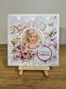 Kartka handmade na Baby Shower / narodziny dziecka + pudełko 15x15