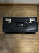 Aktówka, neseser skórzany, z zamkiem szyfrowanym, czarna