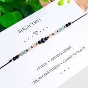 Bransoletka CZARNY TURMALIN CYTRYN AWENTURYN talizman OCHRONA i BOGACTWO 