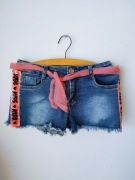 Szorty jeansowe Y2K dziewczęce 146/152 Happy House neon paski cekiny