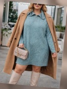 Sukienka  z rozpinanym golfem z dodatkiem wełny roz. 50