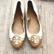 Tory Burch Beżowe Złote Baleriny Flats r. 41